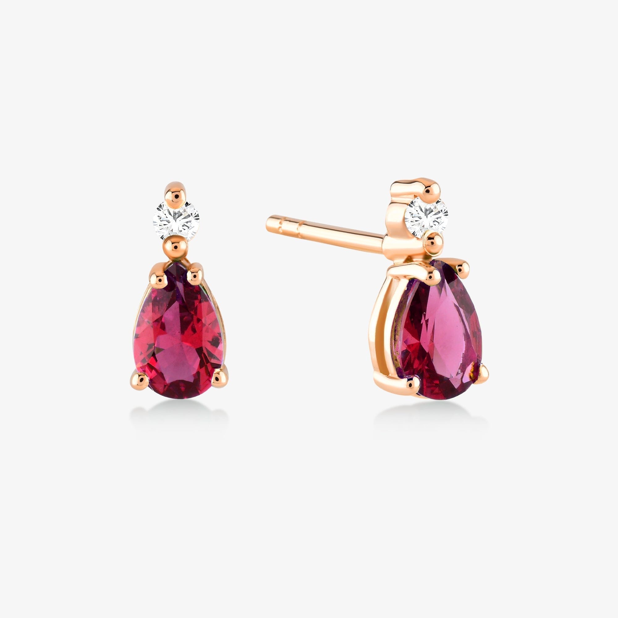 Diamond and Ruby Earrings in 14k Solid Gold - JCarat