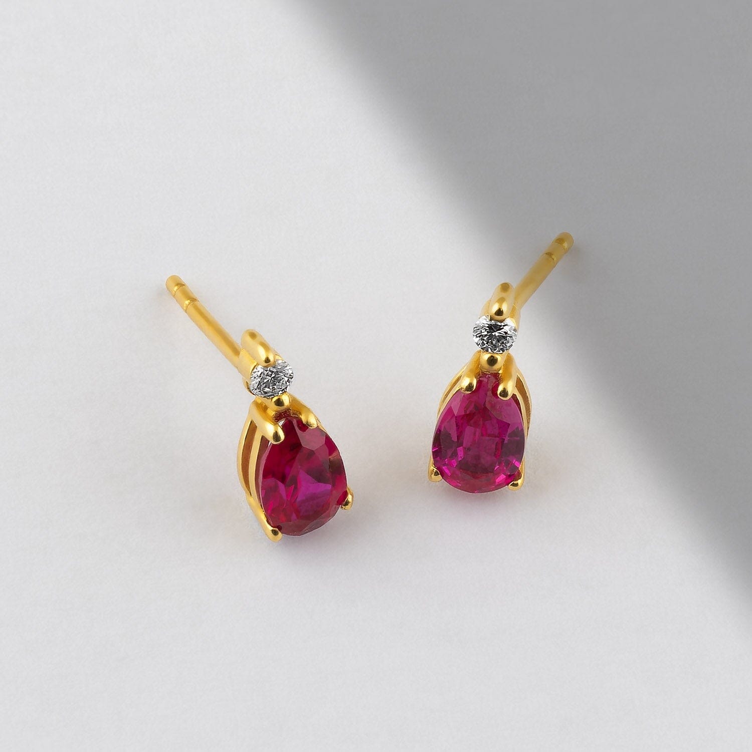 Diamond and Ruby Earrings in 14k Solid Gold - JCarat