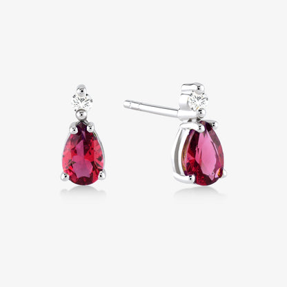 Diamond and Ruby Earrings in 14k Solid Gold - JCarat