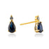 Diamond and Sapphire Studs in 14k Solid Gold - JCarat