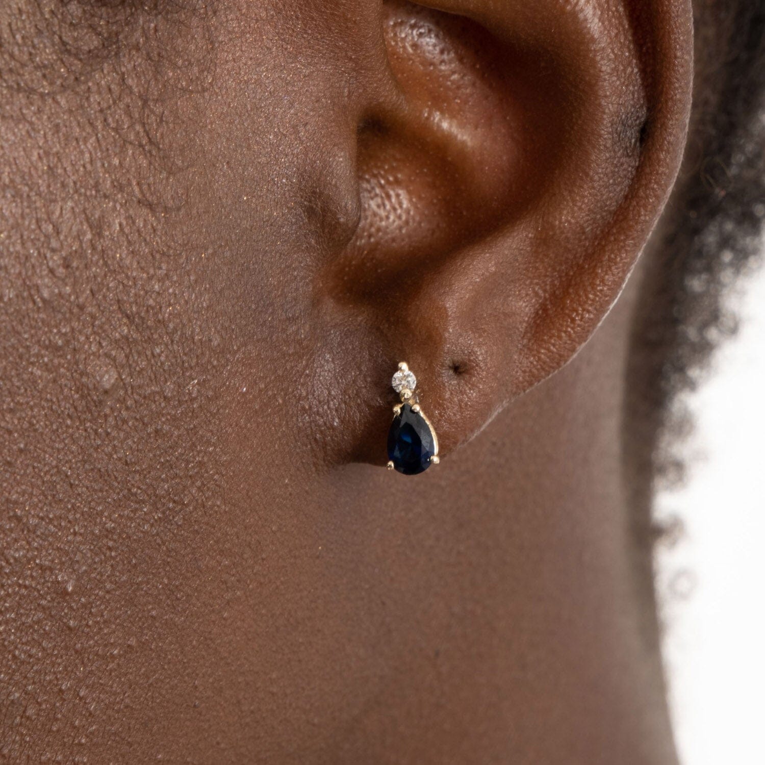 Diamond and Sapphire Studs in 14k Solid Gold - JCarat