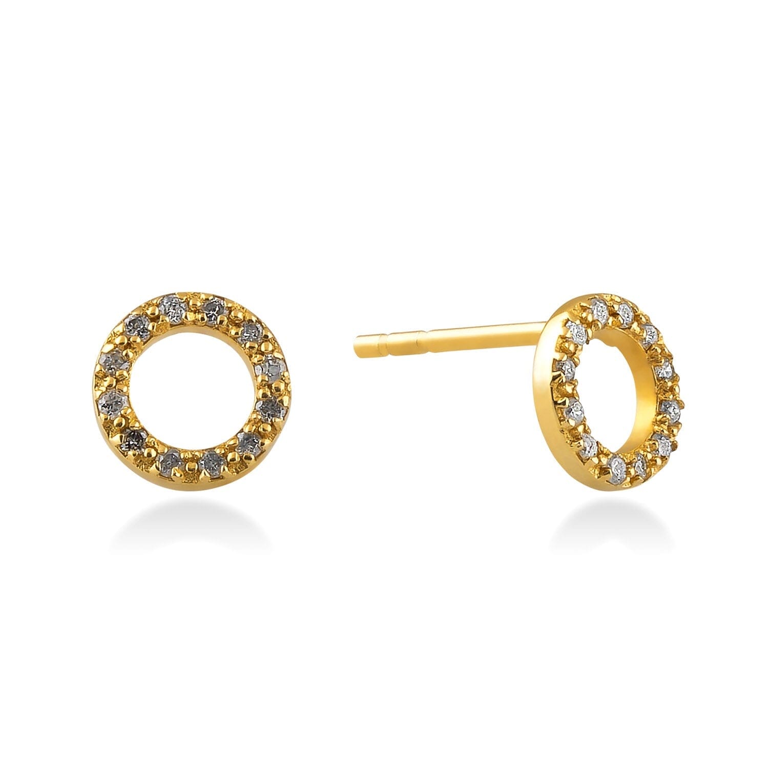 Diamond Circle Earrings in 14k Solid Gold - JCarat