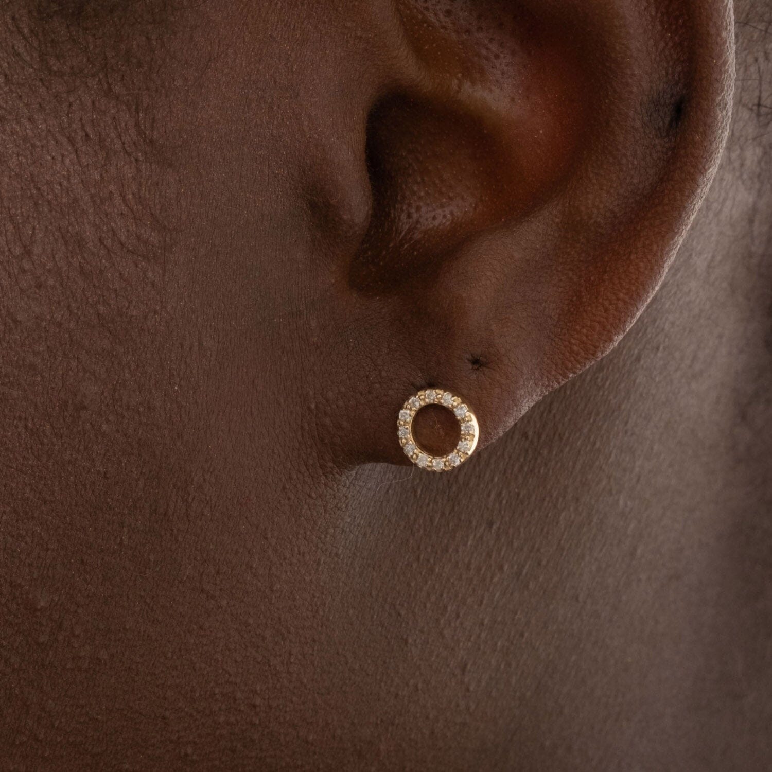 Diamond Circle Earrings in 14k Solid Gold - JCarat