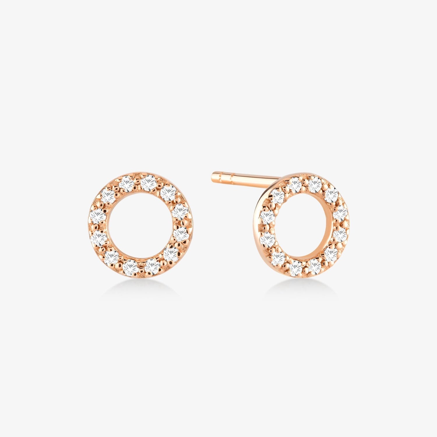 Diamond Circle Earrings in 14k Solid Gold - JCarat