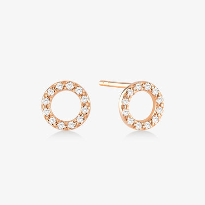 Diamond Circle Earrings in 14k Solid Gold - JCarat