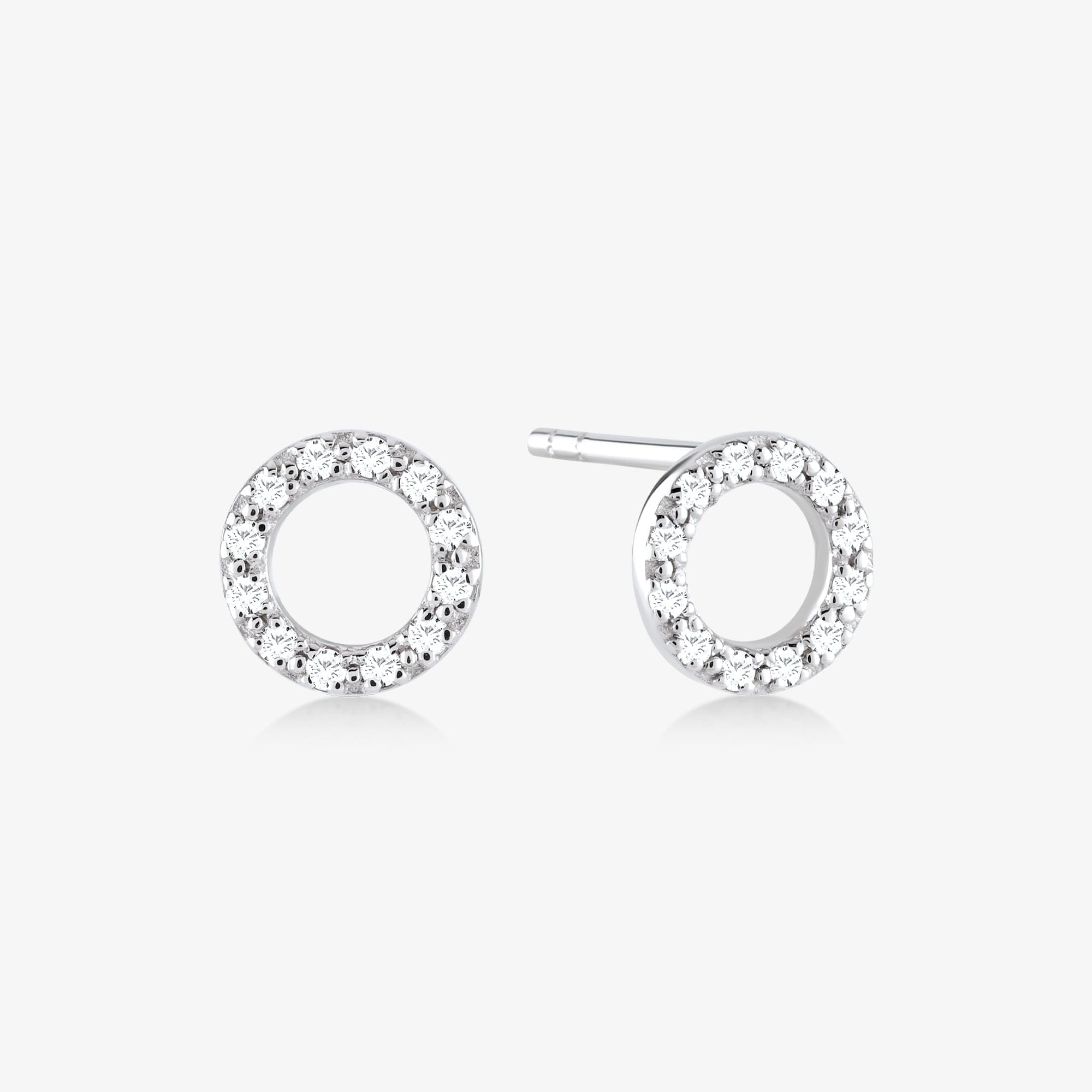 Diamond Circle Earrings in 14k Solid Gold - JCarat