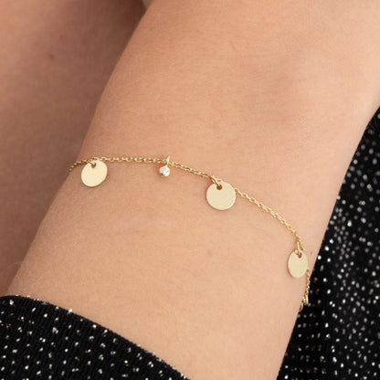 Diamond Coins Station Bracelet in 14k Solid Gold - JCarat