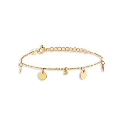 Diamond Coins Station Bracelet in 14k Solid Gold - JCarat