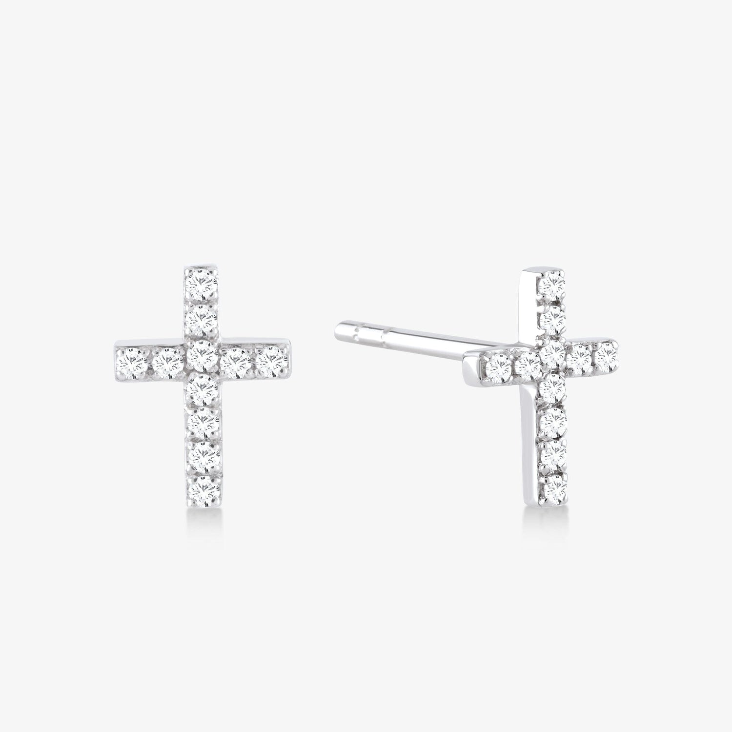 Diamond Cross Earrings in 14k Solid Gold - JCarat