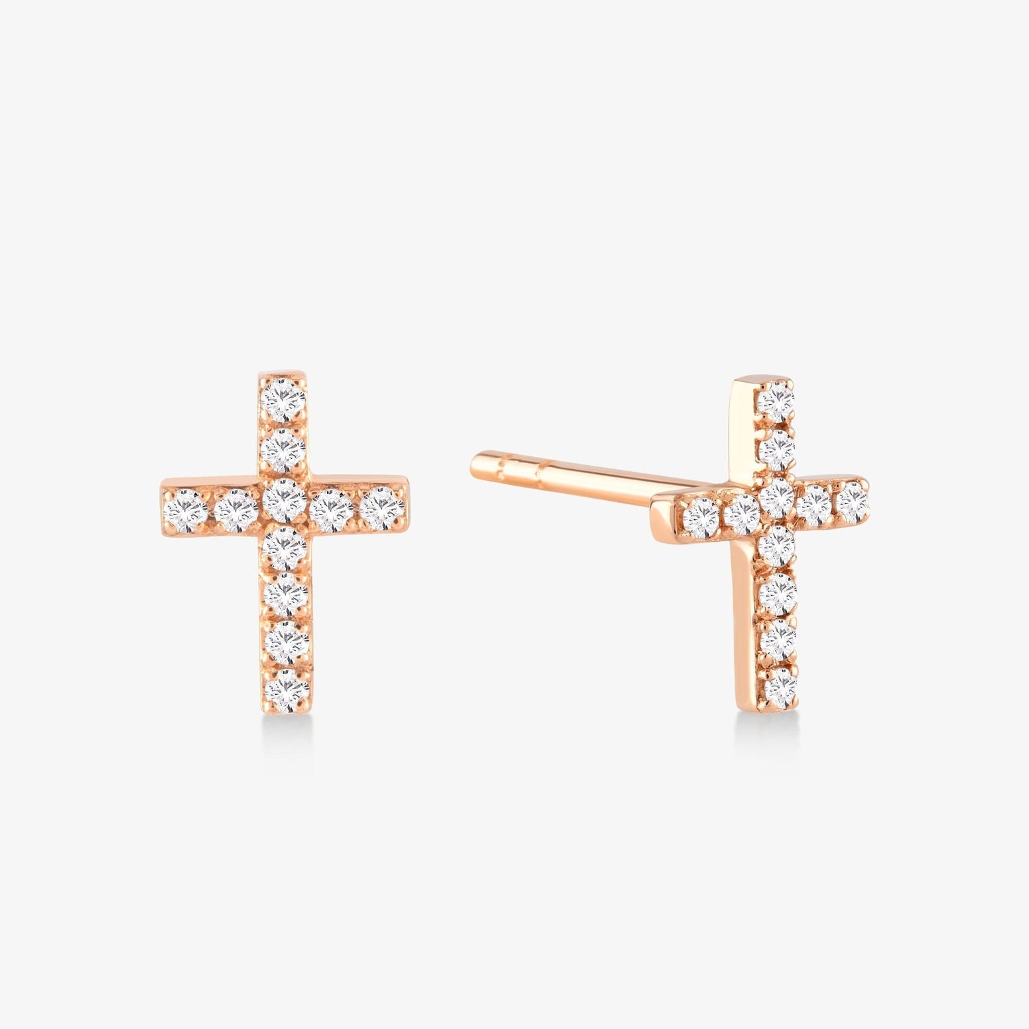 Diamond Cross Earrings in 14k Solid Gold - JCarat