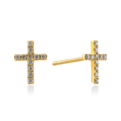 Diamond Cross Earrings in 14k Solid Gold - JCarat