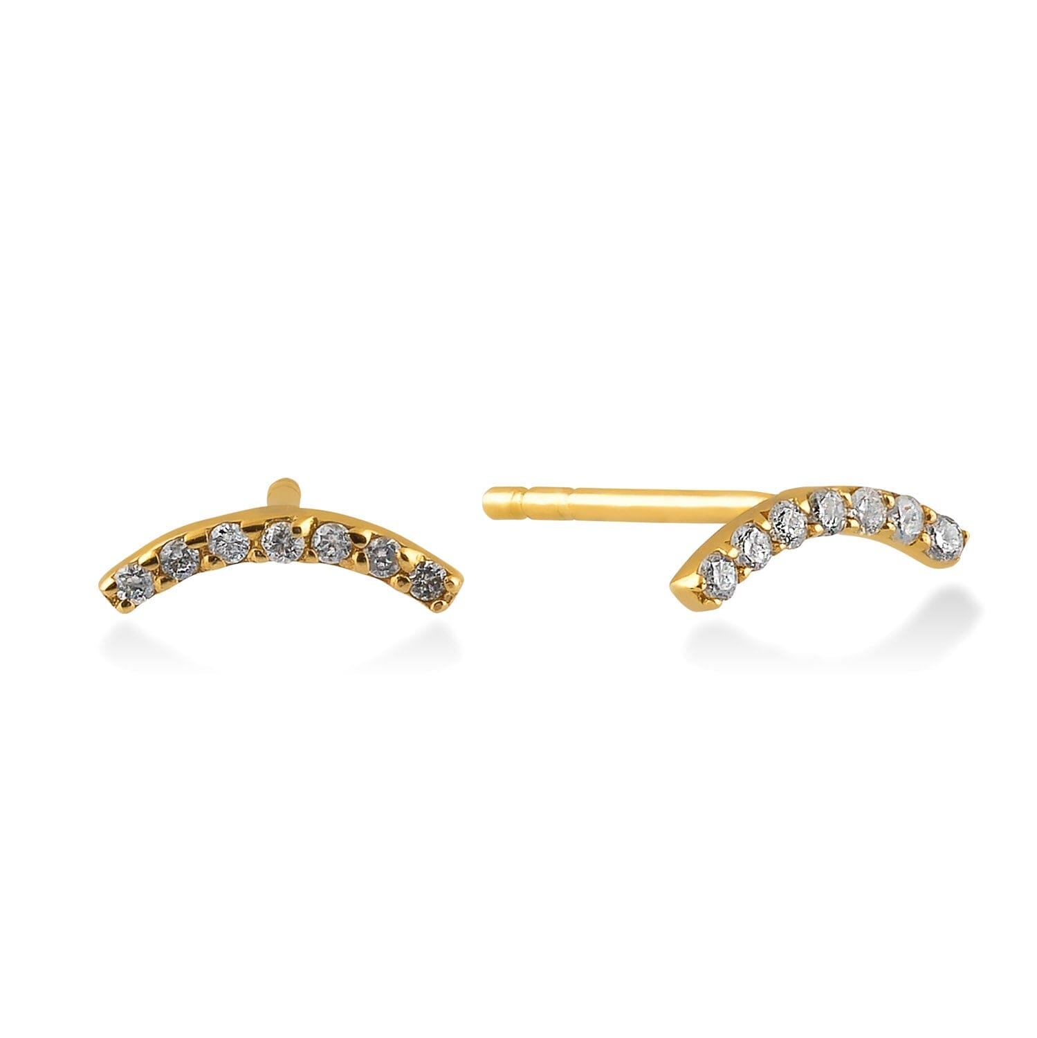 Diamond Curved Bar Earrings in 14k Solid Gold - JCarat