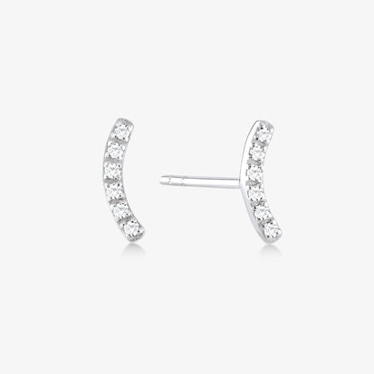 Diamond Curved Bar Earrings in 14k Solid Gold - JCarat