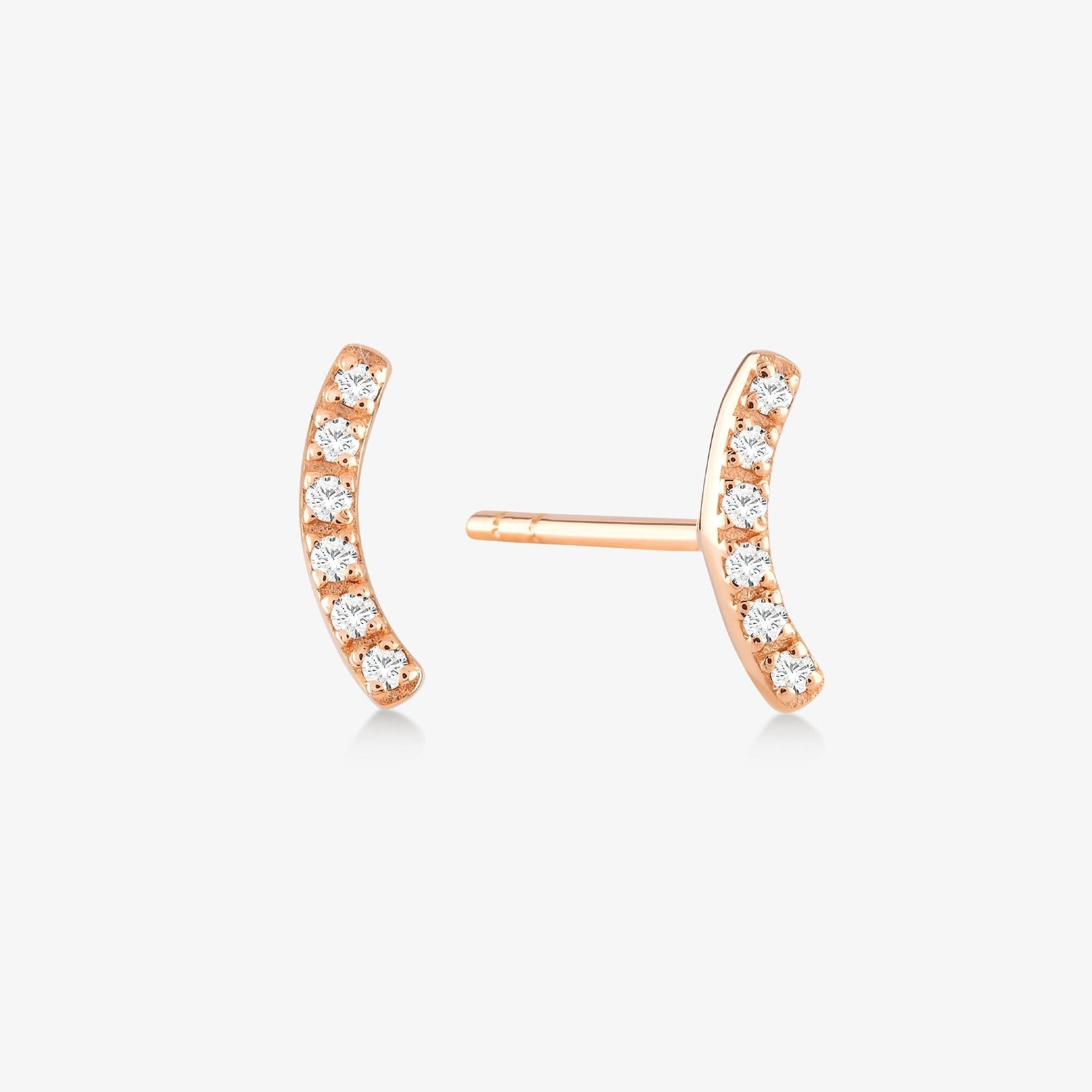 Diamond Curved Bar Earrings in 14k Solid Gold - JCarat