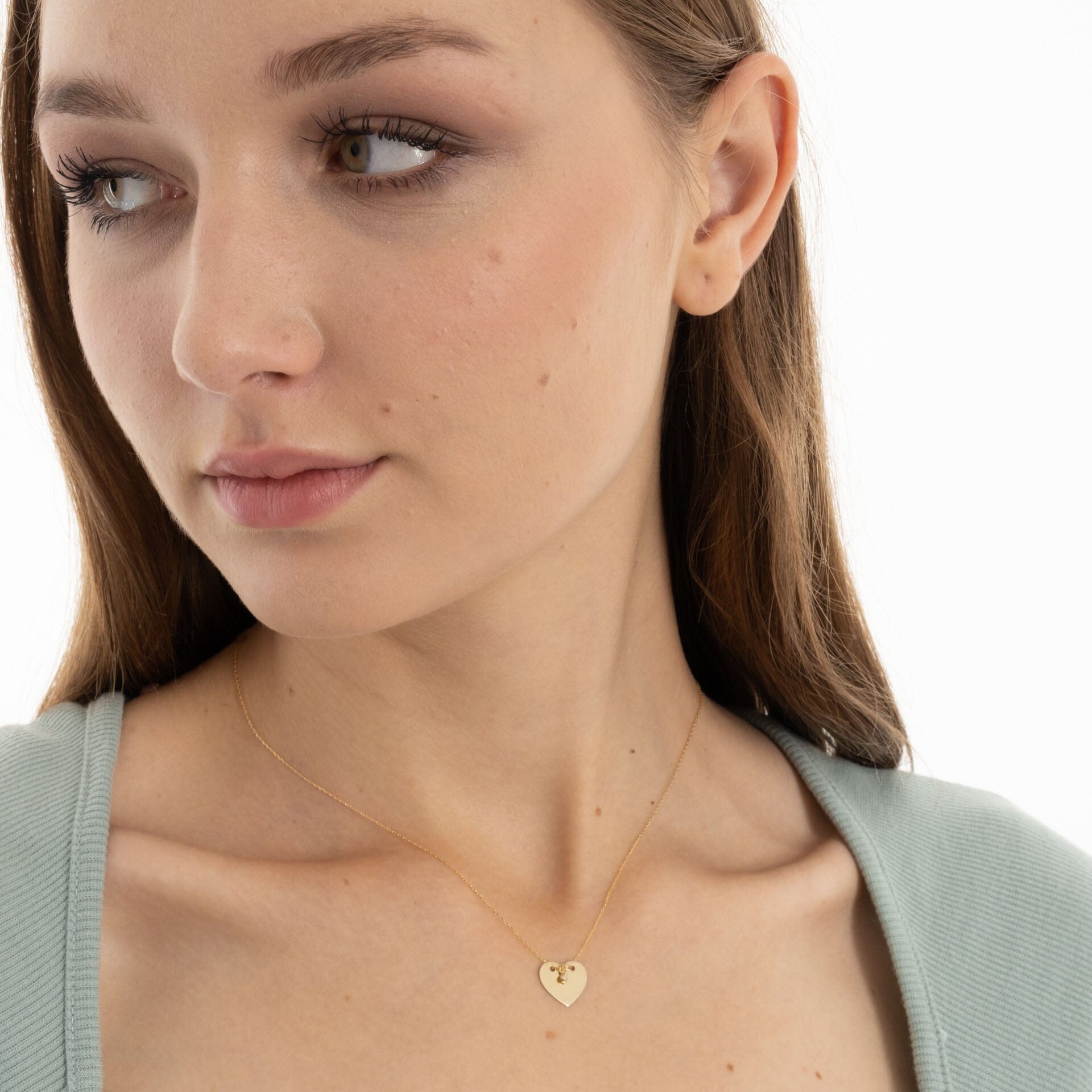 Diamond Custom Heart Necklace in 14k Solid Gold - JCarat