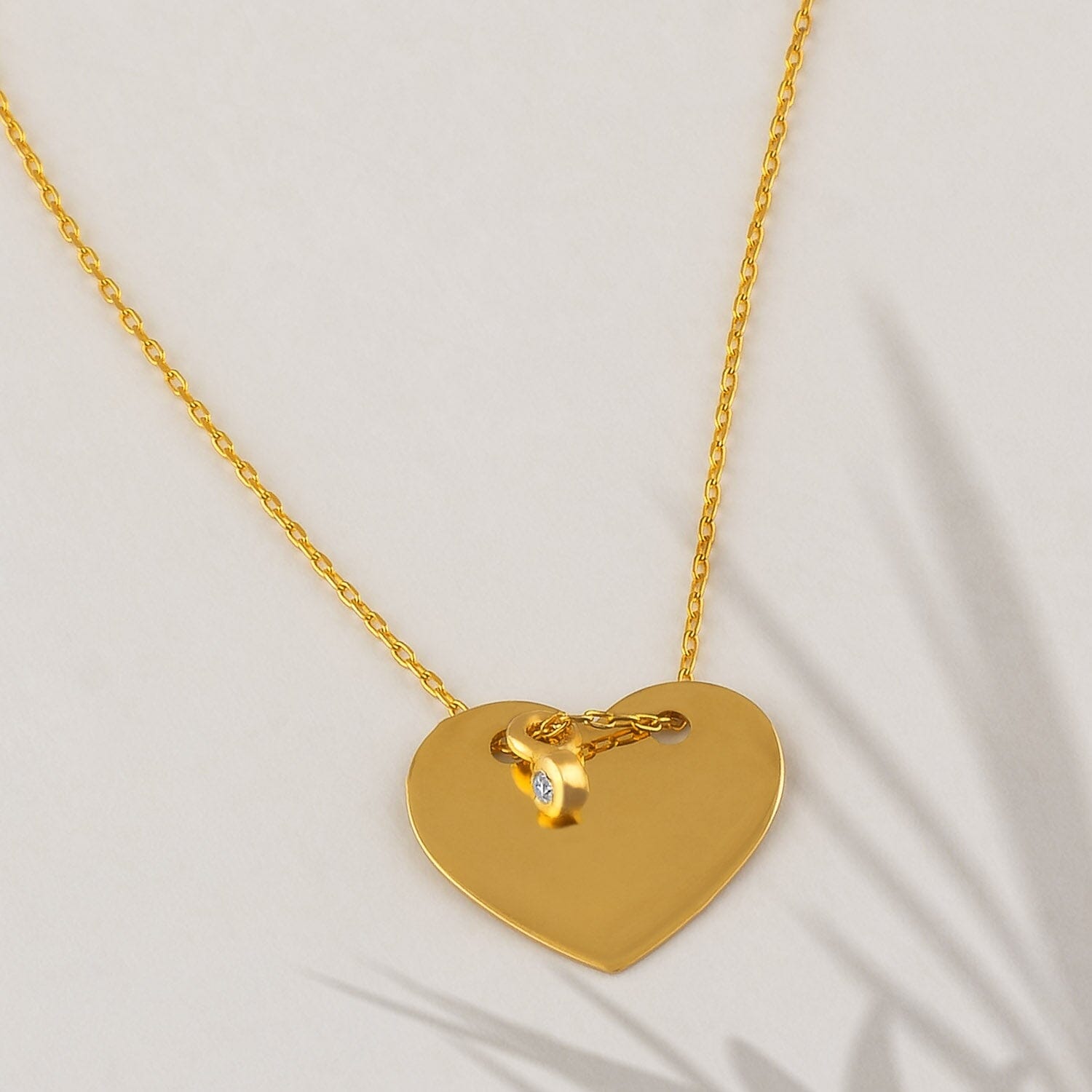 Diamond Custom Heart Necklace in 14k Solid Gold - JCarat