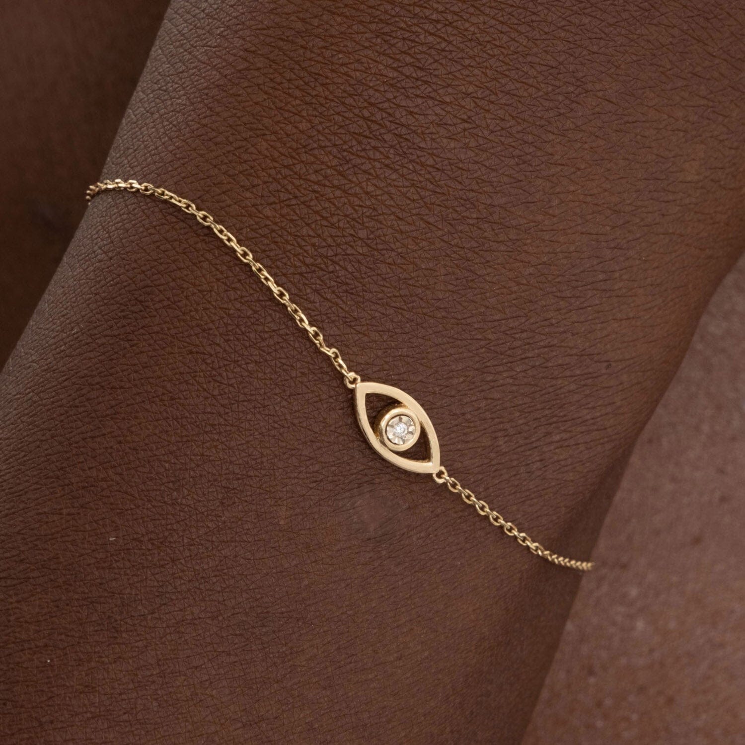 Diamond Evil Eye Bracelet in 14k Solid Gold - JCarat