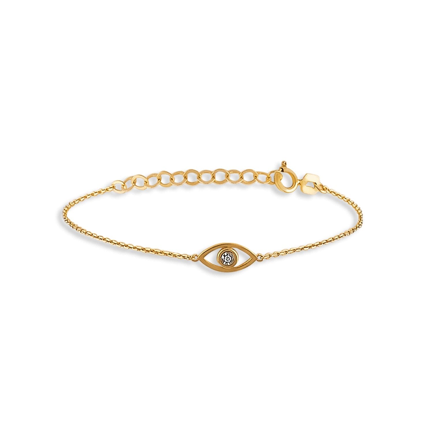 Diamond Evil Eye Bracelet in 14k Solid Gold - JCarat