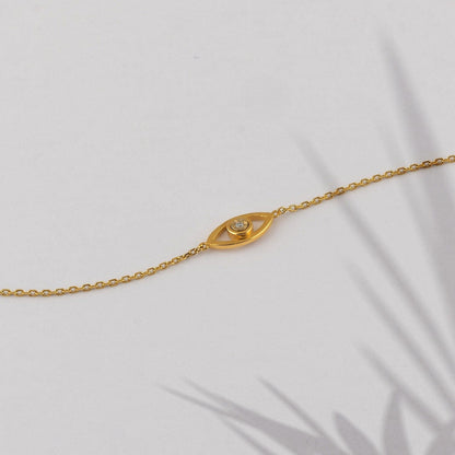 Diamond Evil Eye Bracelet in 14k Solid Gold - JCarat