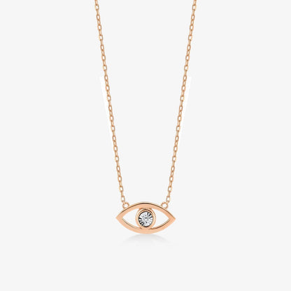 Diamond Eye Necklace in 14k Solid Gold - JCarat