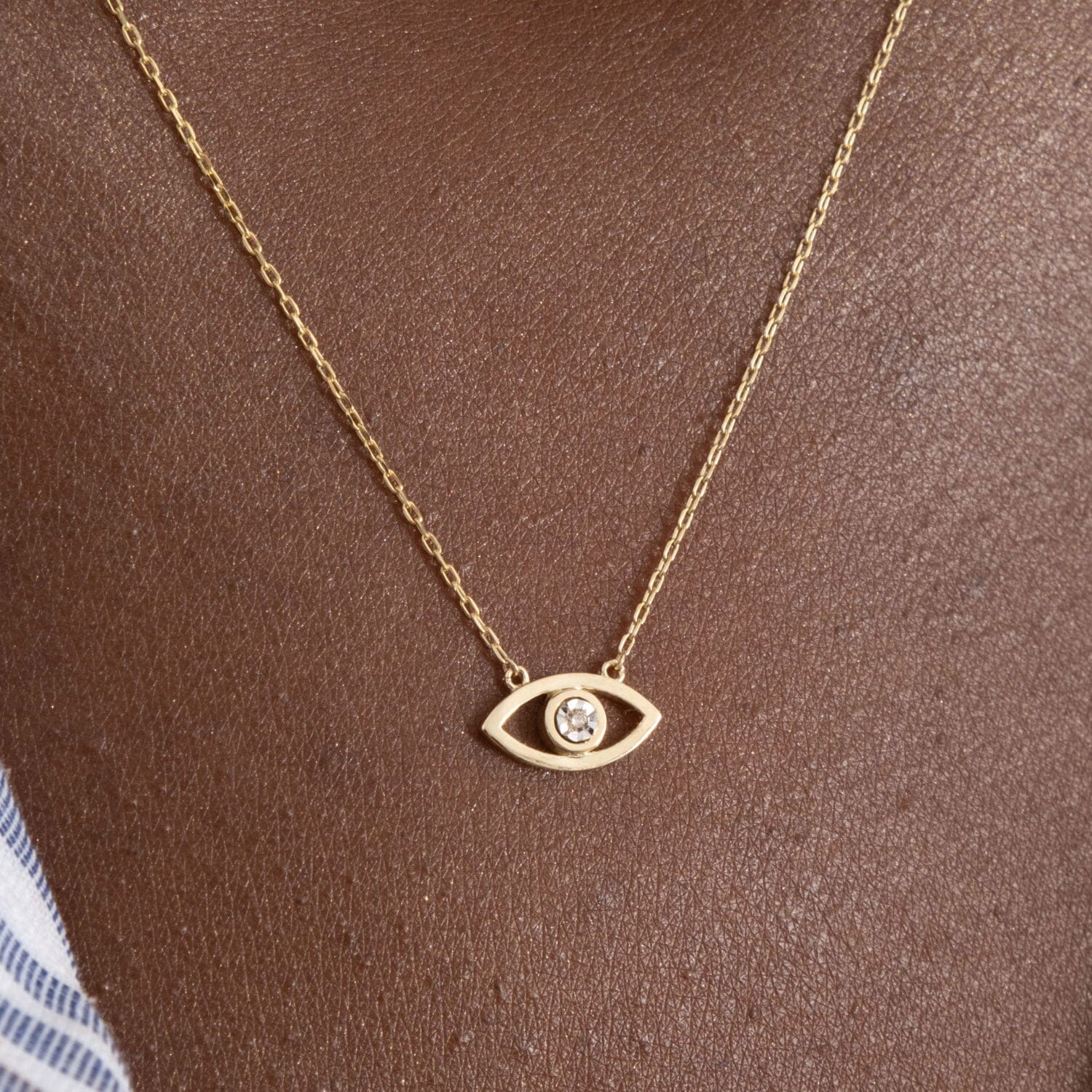 Diamond Eye Necklace in 14k Solid Gold - JCarat