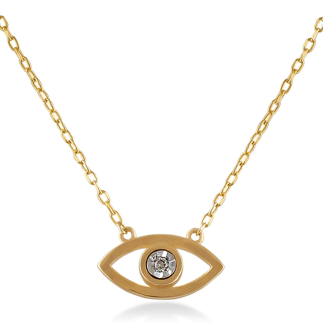 Diamond Eye Necklace in 14k Solid Gold - JCarat