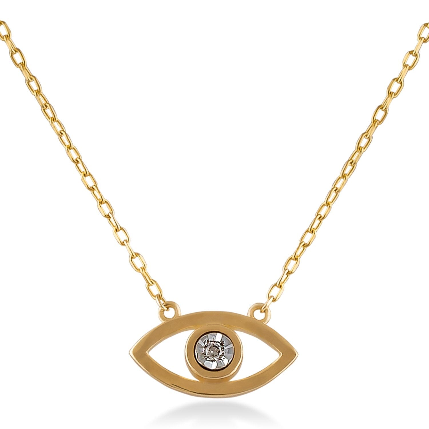 Diamond Eye Necklace in 14k Solid Gold - JCarat