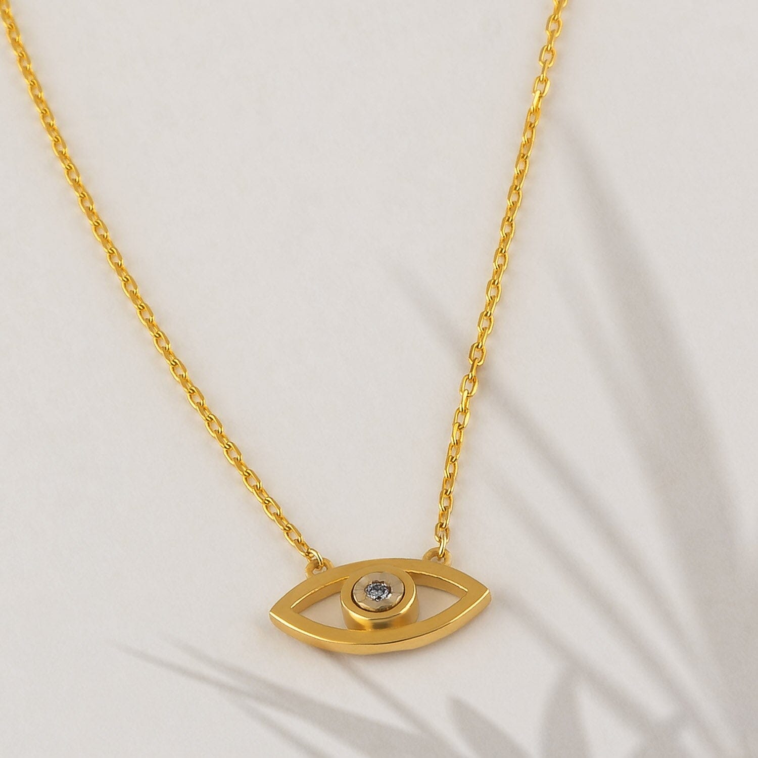 Diamond Eye Necklace in 14k Solid Gold - JCarat