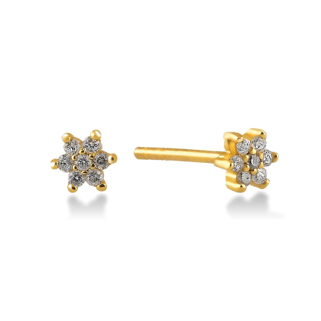 Diamond Flower Earrings in 14k Solid Gold - JCarat