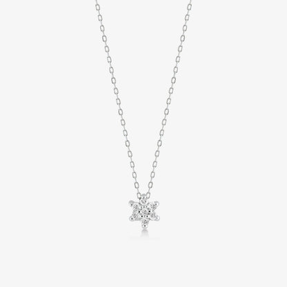 Diamond Flower Necklace in 14k Solid Gold - JCarat