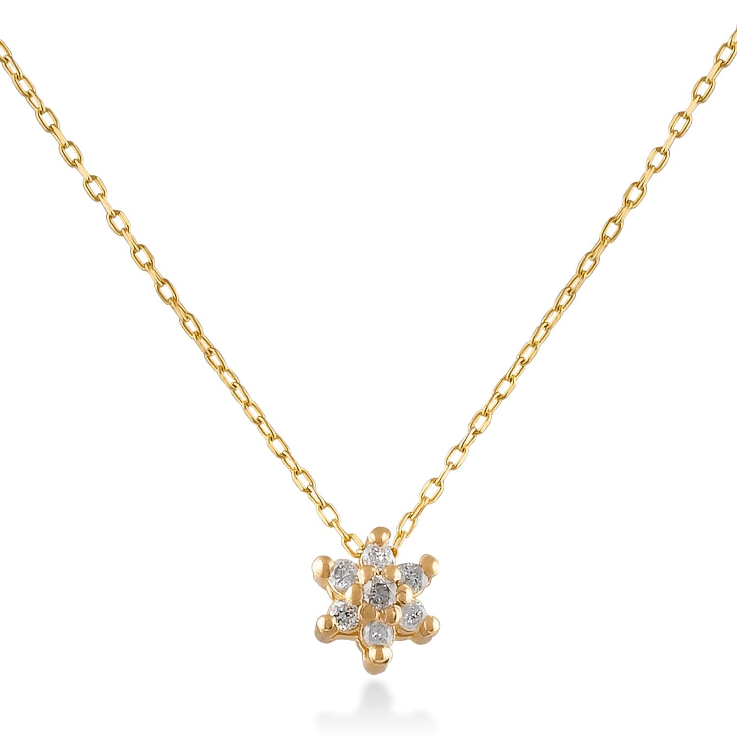 Diamond Flower Necklace in 14k Solid Gold - JCarat