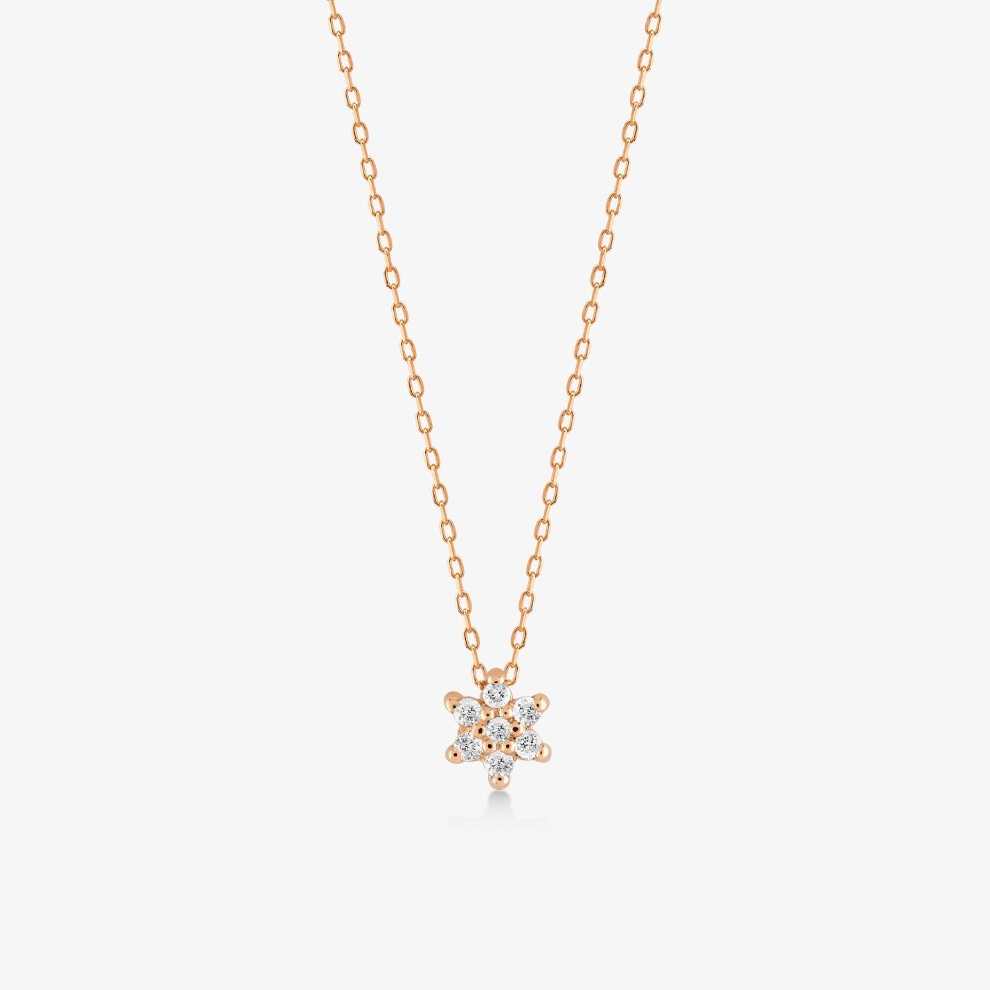 Diamond Flower Necklace in 14k Solid Gold - JCarat