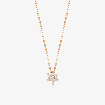 Diamond Flower Necklace in 14k Solid Gold - JCarat