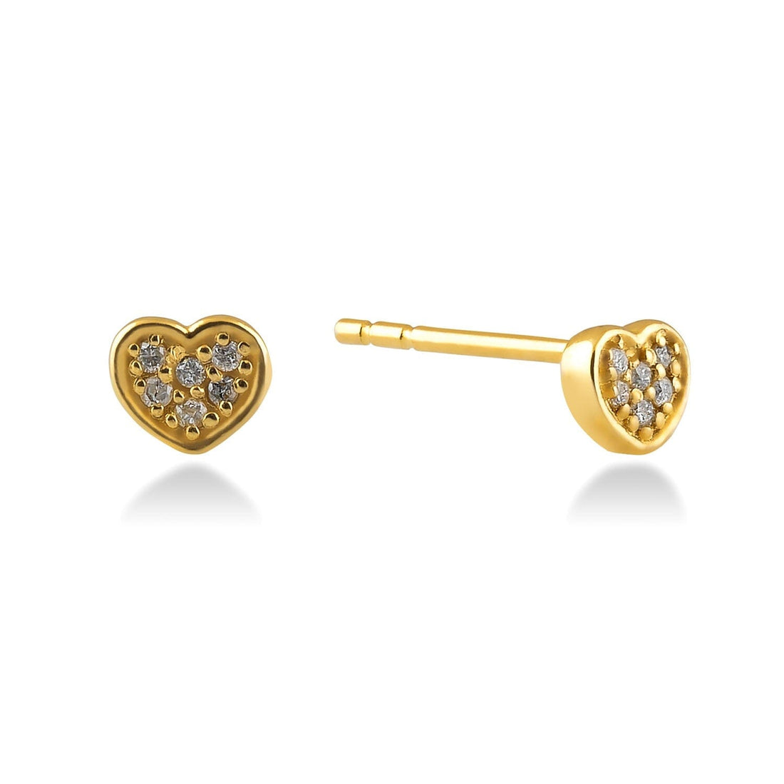 Diamond Heart Earrings in 14k Solid Gold - JCarat