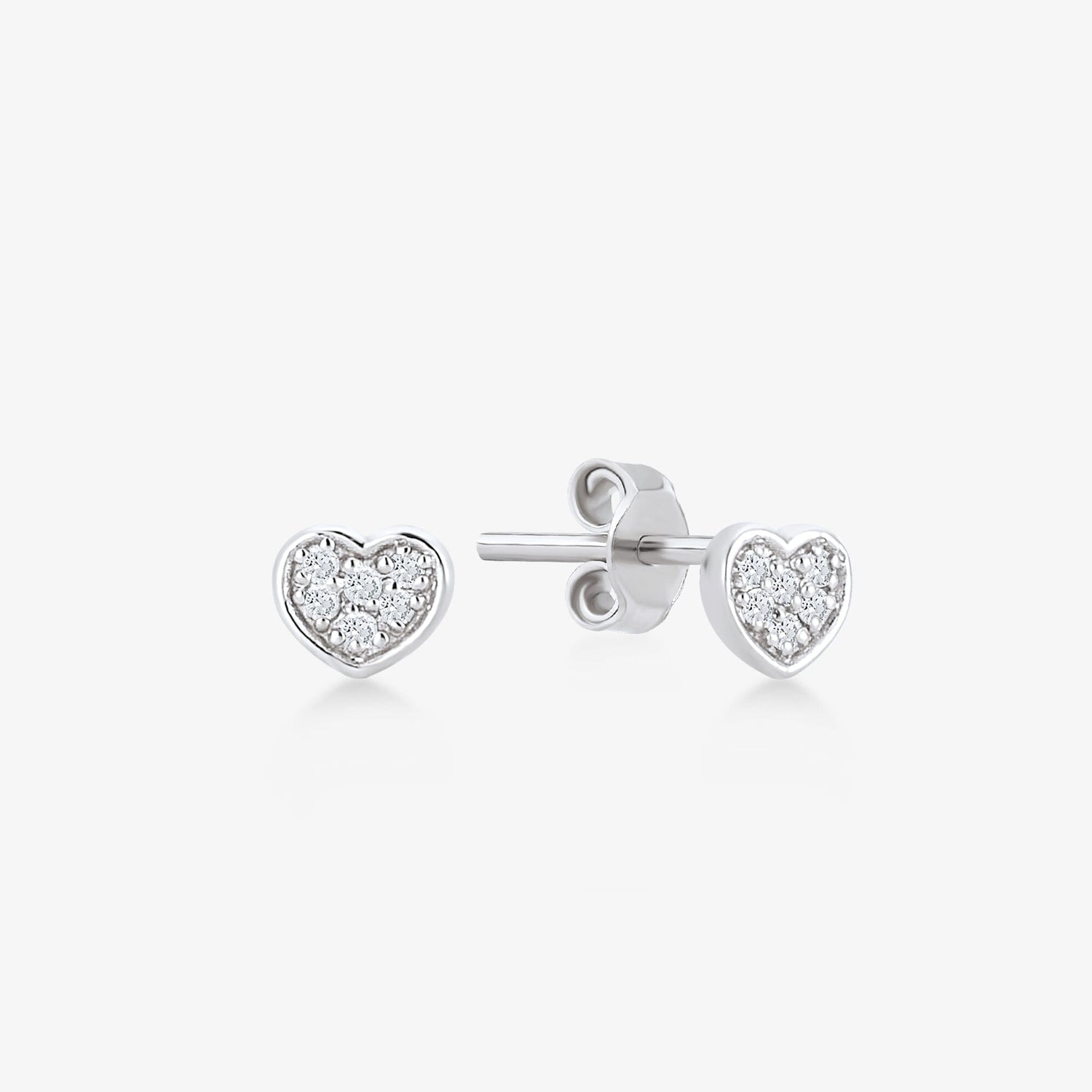 Diamond Heart Earrings in 14k Solid Gold - JCarat