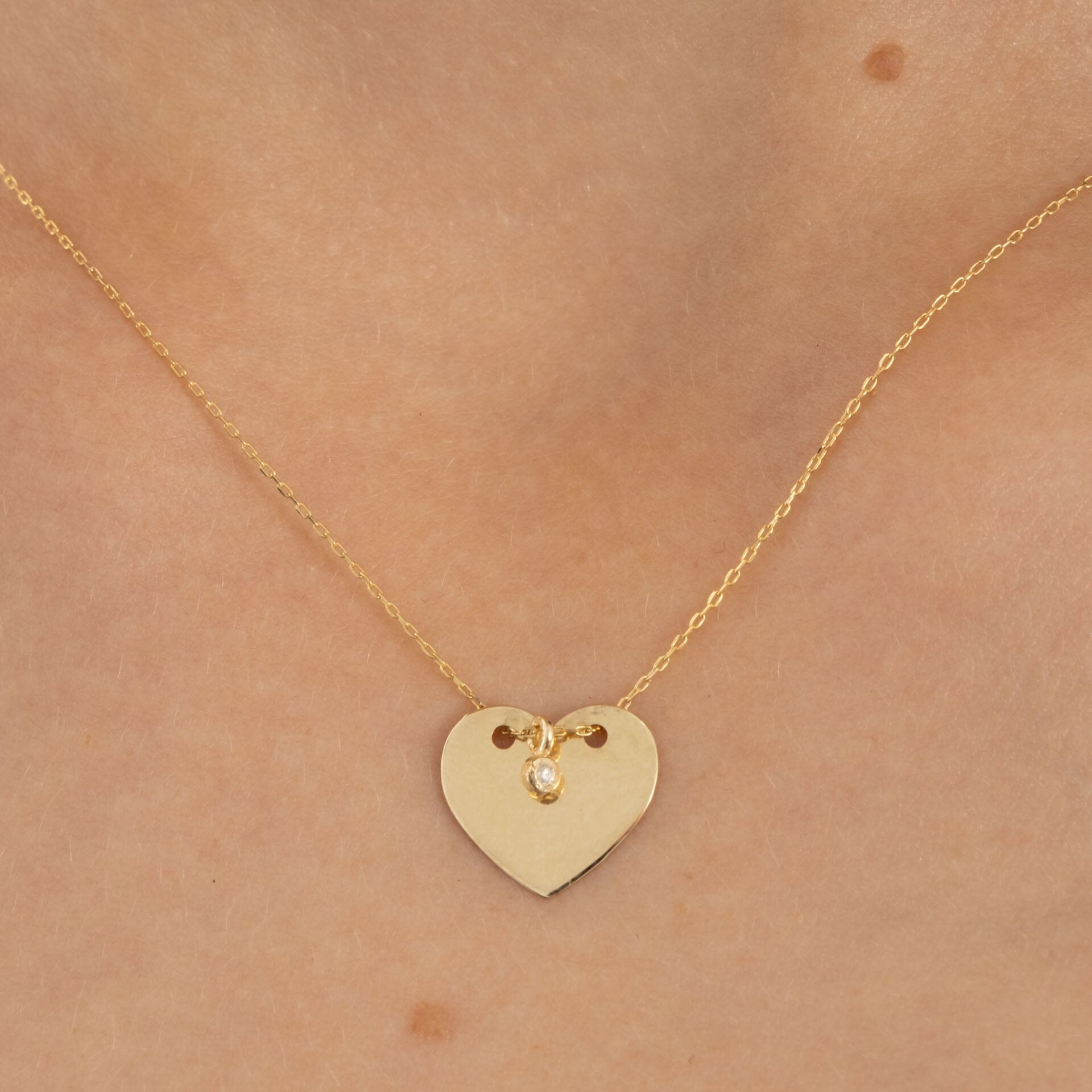 Diamond Heart Necklace in 14k Solid Gold - JCarat