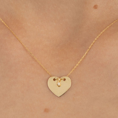 Diamond Heart Necklace in 14k Solid Gold - JCarat