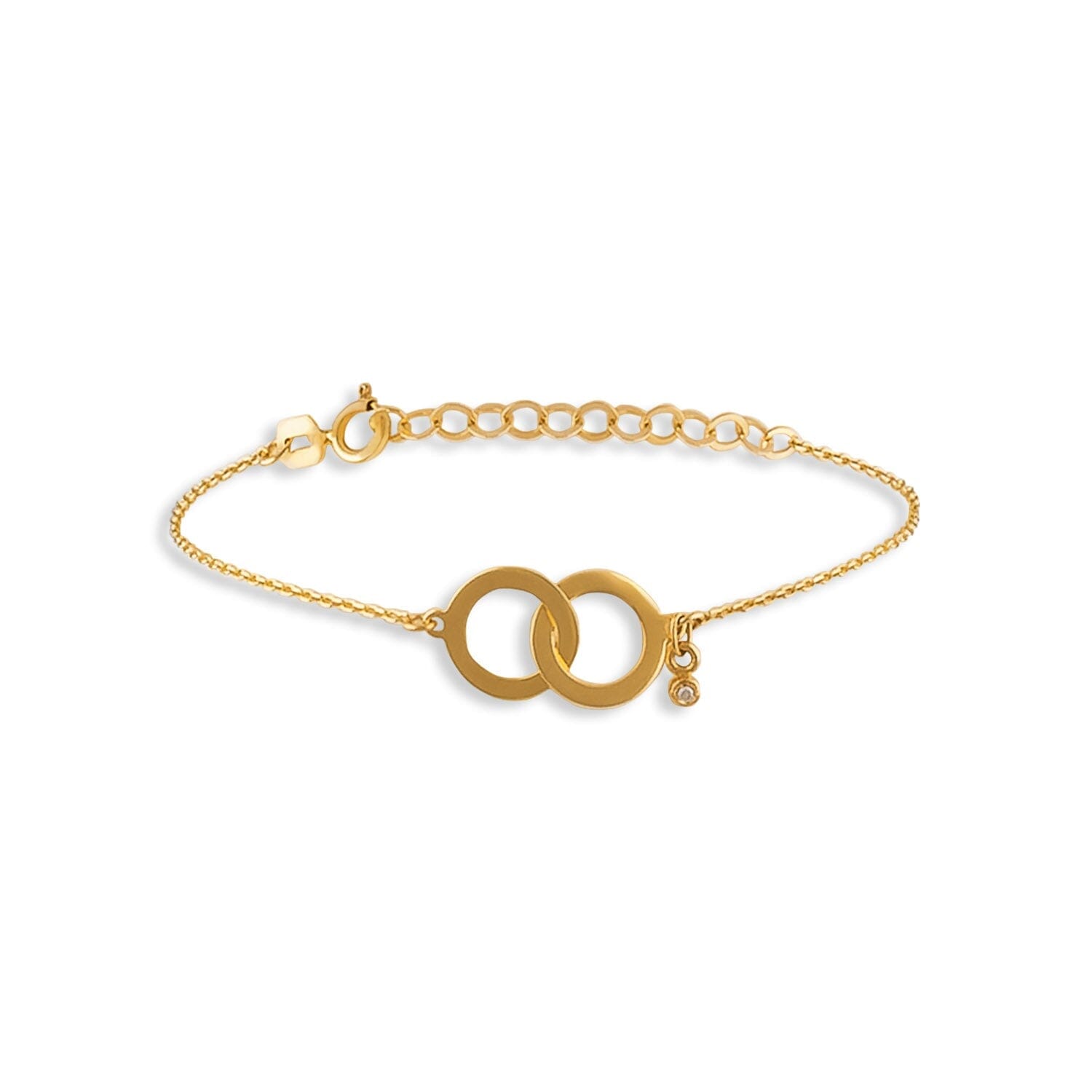 Diamond Interlocking Circle Bracelet in 14k Solid Gold - JCarat