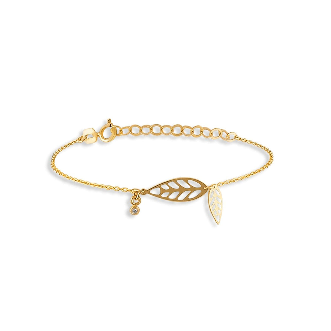 Diamond Leaf Bracelet in 14k Solid Gold - JCarat