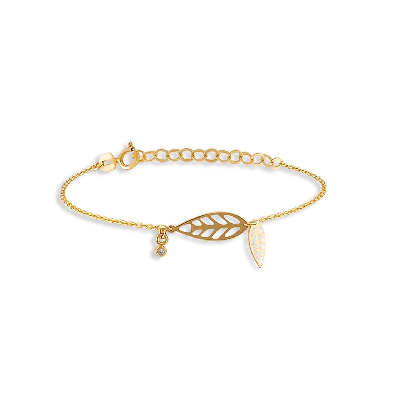 Diamond Leaf Bracelet in 14k Solid Gold - JCarat