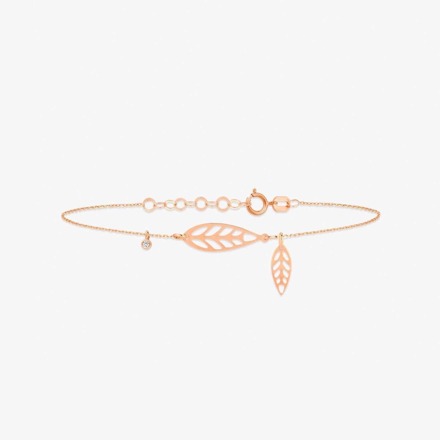 Diamond Leaf Bracelet in 14k Solid Gold - JCarat