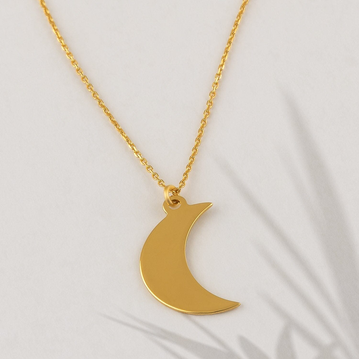 Diamond Moon Necklace in 14k Solid Gold - JCarat