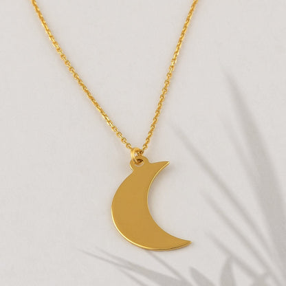 Diamond Moon Necklace in 14k Solid Gold - JCarat