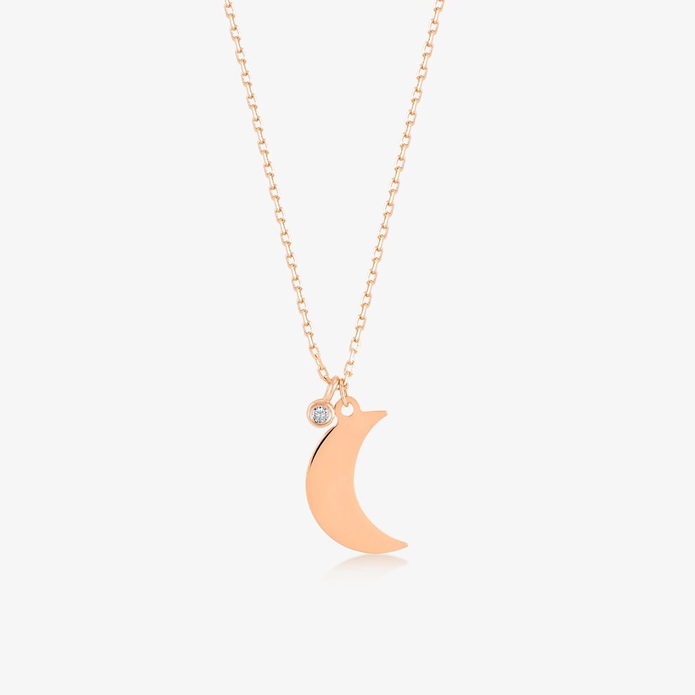 Diamond Moon Necklace in 14k Solid Gold - JCarat