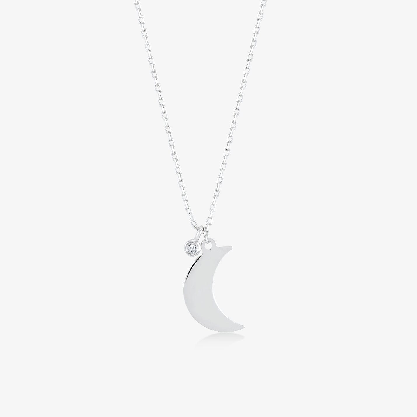 Diamond Moon Necklace in 14k Solid Gold - JCarat