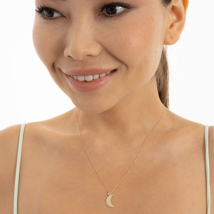 Diamond Moon Necklace in 14k Solid Gold - JCarat