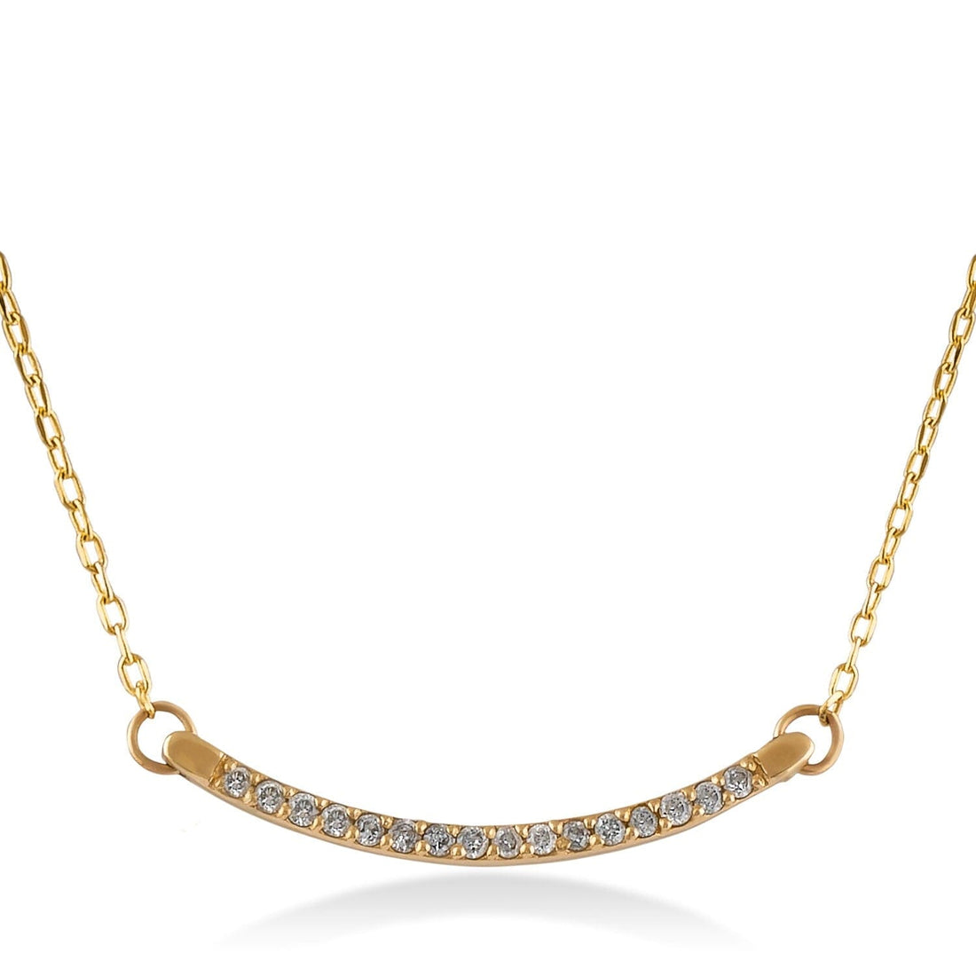 Diamond Pave Curved Necklace in 14k Solid Gold - JCarat