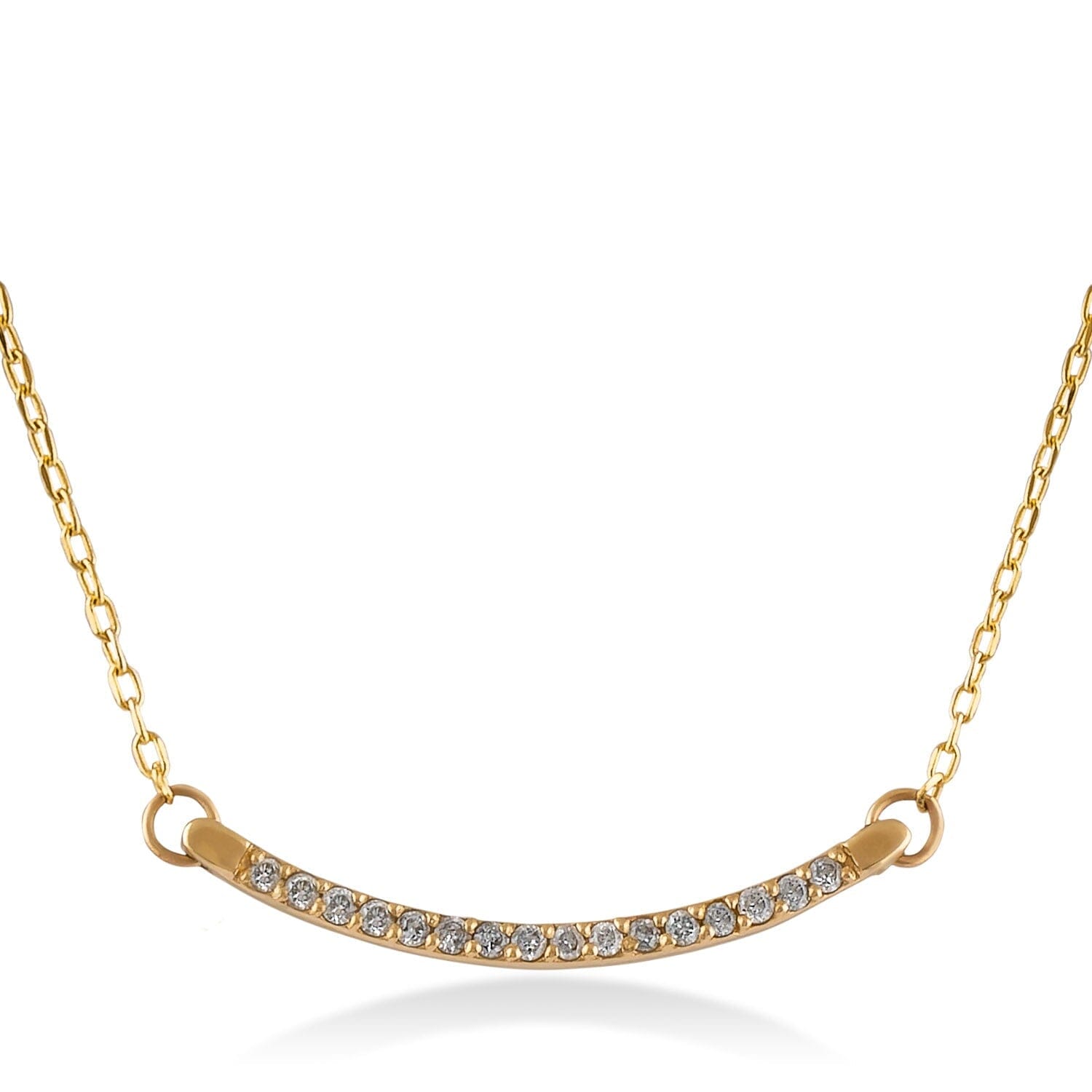 Diamond Pave Curved Necklace in 14k Solid Gold - JCarat