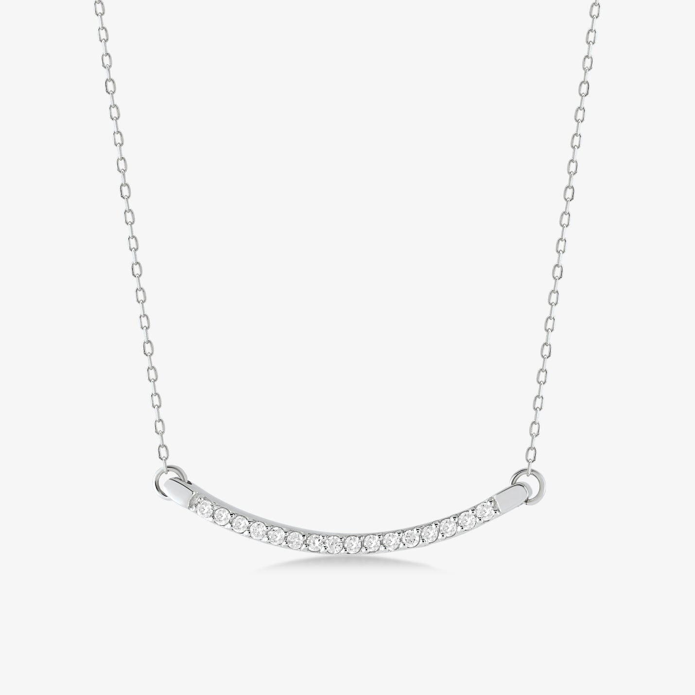 Diamond Pave Curved Necklace in 14k Solid Gold - JCarat