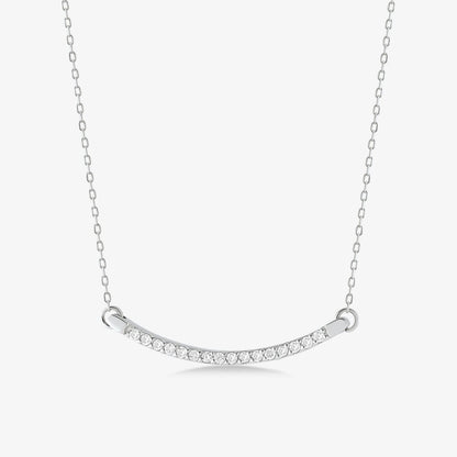 Diamond Pave Curved Necklace in 14k Solid Gold - JCarat